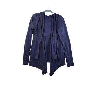 Old Navy Active Go-Dry Womens M Blue Open Front Waterfall Hooded Cardigan